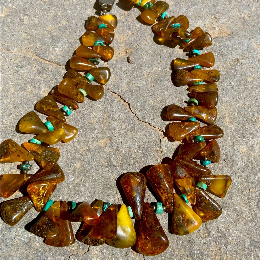 Amber and turquoise necklace